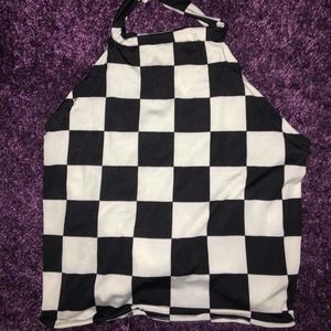 Checkered High-neck Crop Top Ravewear
